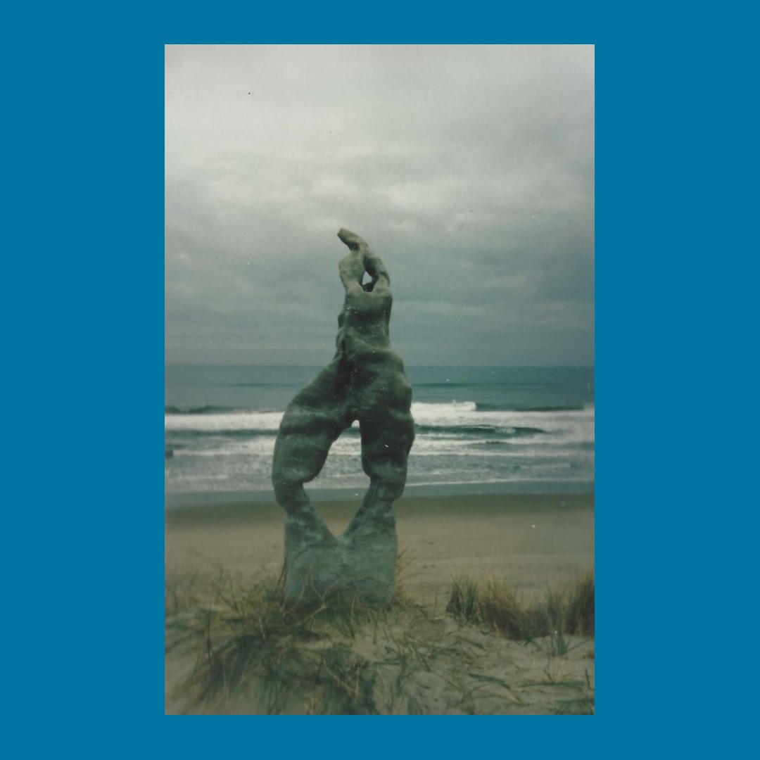 Photo of an abstract sculpture on a beach